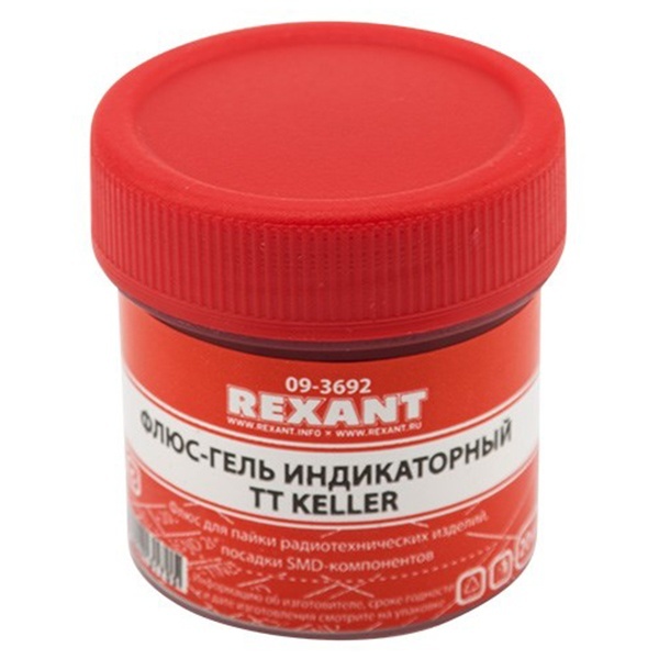 Флюс-гель для пайки Rexant, TT Keller индикаторный, 20мл, банка