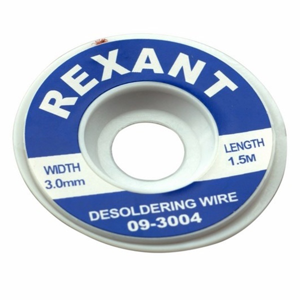 Медная лента Rexant (оплетка) для удаления припоя d3.0 мм х1.5 м