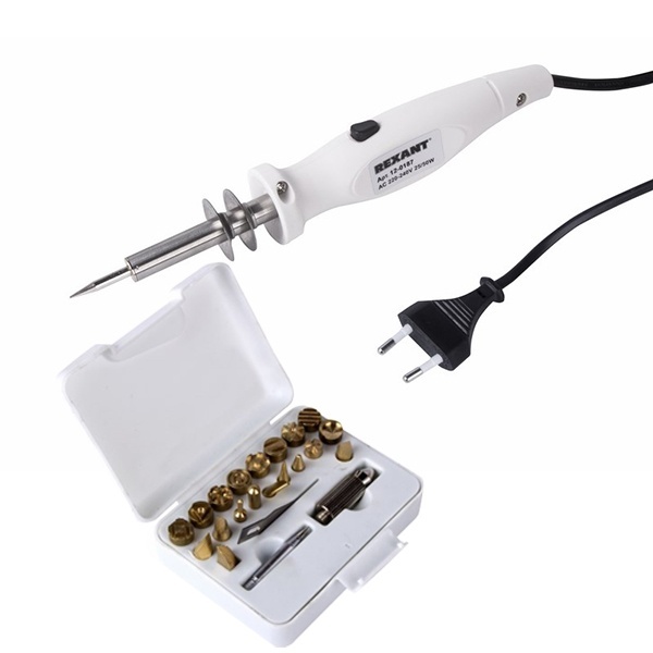 Выжигатель-паяльник Rexant 20-50Вт (21 насадка в пластиковом боксе)