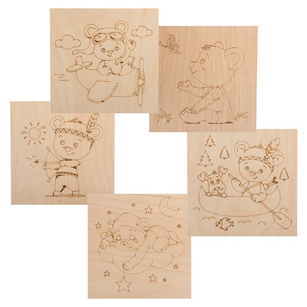 Набор досок Rexant для выжигания 5 шт. Мишка