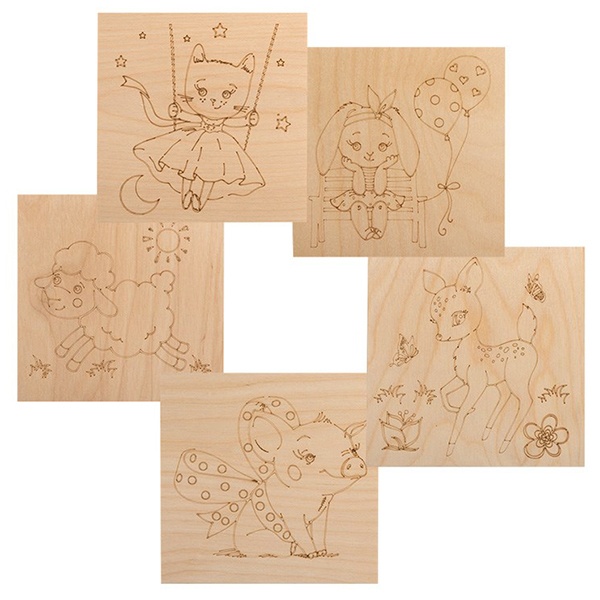 Набор досок Rexant для выжигания 5 шт. Зверюшки