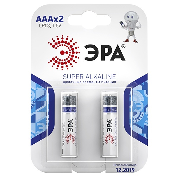 Батарейка AAA ЭРА LR03-2BL (упаковка 2 шт) 5055398600931