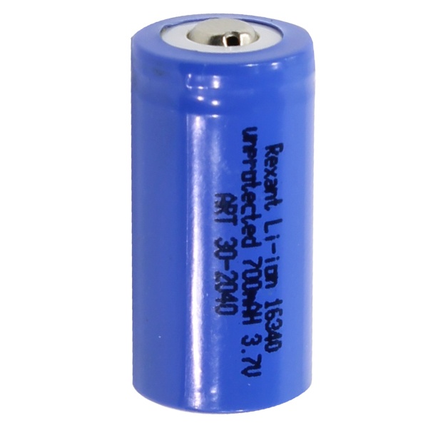 Аккумулятор Rexant Li-ion 16340 unprotected 700 mAH 3.7V (CR 123 A)