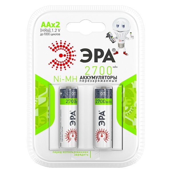 Аккумулятор AA ЭРА HR6 1.2V 2700mAh (упаковка 2шт) 5055398601686