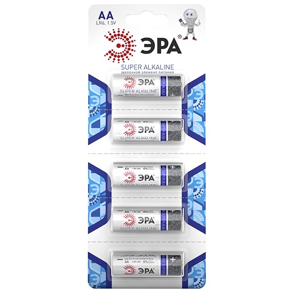 Батарейка AA ЭРА LR6 Strip Super Alkaline (упаковка 5 шт) 5055398694145