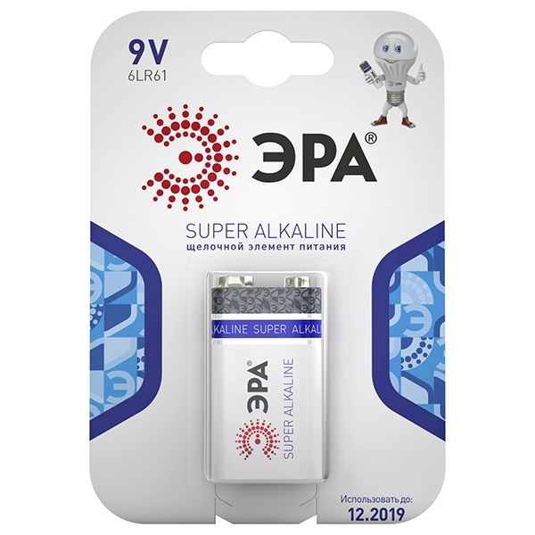 Батарейка Крона ЭРА 6LR61-1BL (упаковка 1 шт) 5055398601020