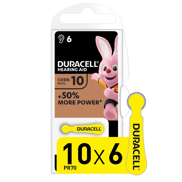 Батарейка Duracell 10/PR70 1.45V ZA для слуховых аппаратов (упаковка 6 шт) 96091449