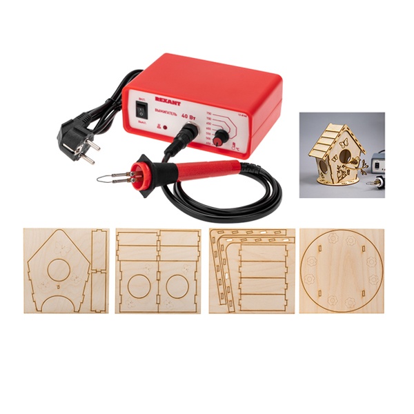 Набор Rexant для выжигания: Кормушка для птиц, выжигатель + 3D модель, 150х150мм, пакет