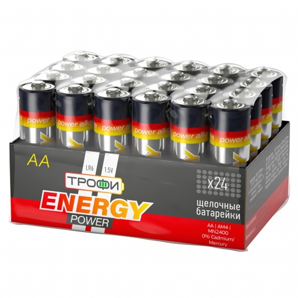 Батарейка Трофи AA LR6 Energy Power Alkaline (упаковка 24 шт) 5056183742881