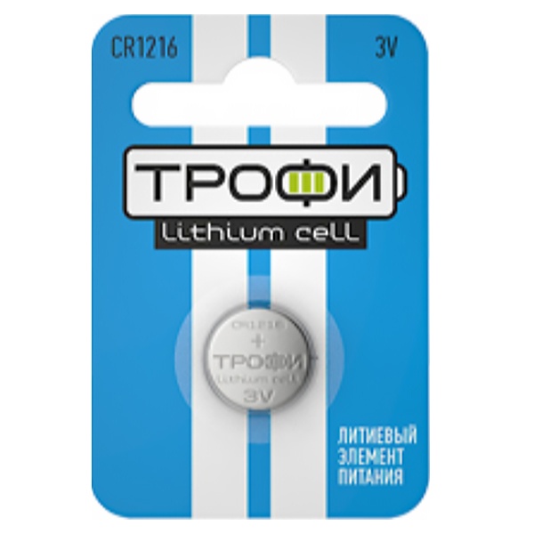 Литиевая батарейка Трофи 1216 CR1216-1BL (упаковка 1шт) 5055398651322