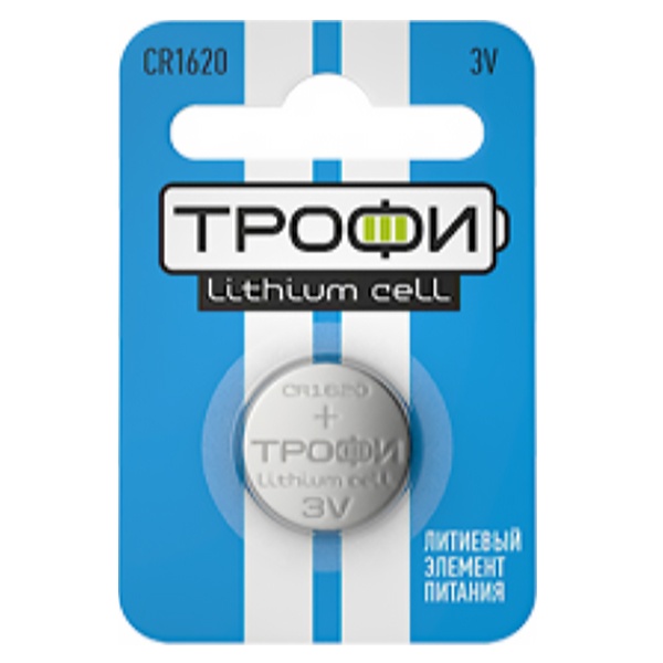 Литиевая батарейка Трофи 1620 CR1620-1BL (упаковка 1шт) 5055398651445