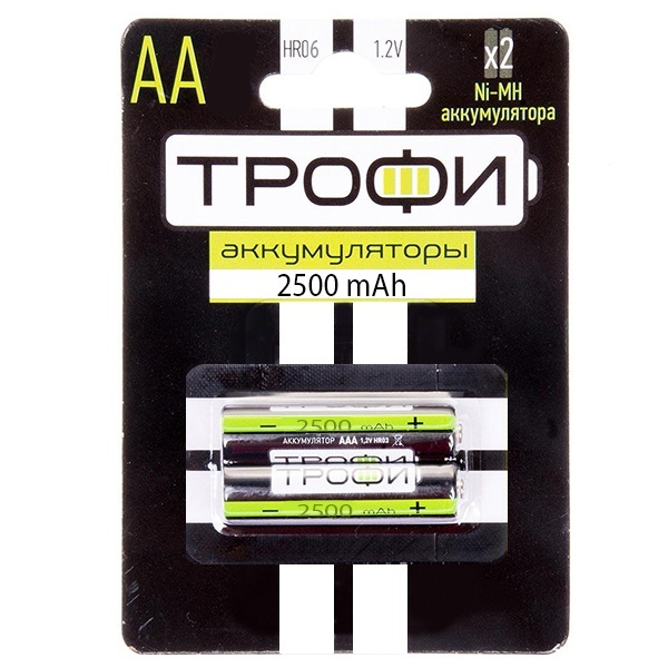 Аккумулятор Трофи AA HR6 1.2V 2500mAh Ni-Mh (упаковка 2шт) 5055283020837