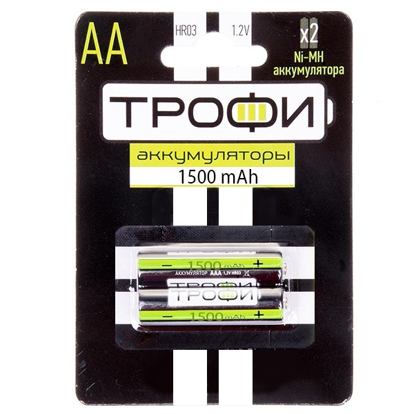Аккумулятор Трофи AA HR6 1.2V 1500mAh Ni-Mh (упаковка 2шт) 5055945541144