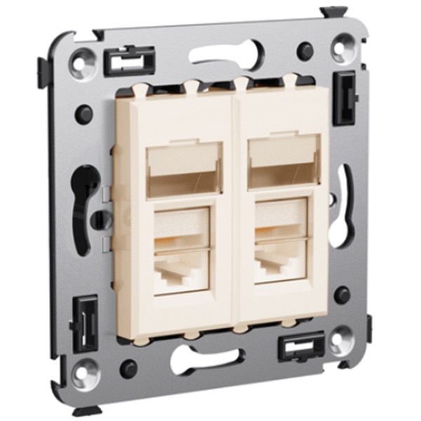 Компьютерная розетка RJ-45 в стену DKC Avanti, кат.6 двойная, Ванильная дымка