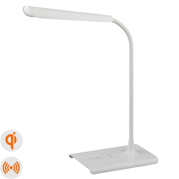 Светильник светодиодный настольный ЭРА NLED-474-10W-W белый, USB и беспроводная зарядка устройств