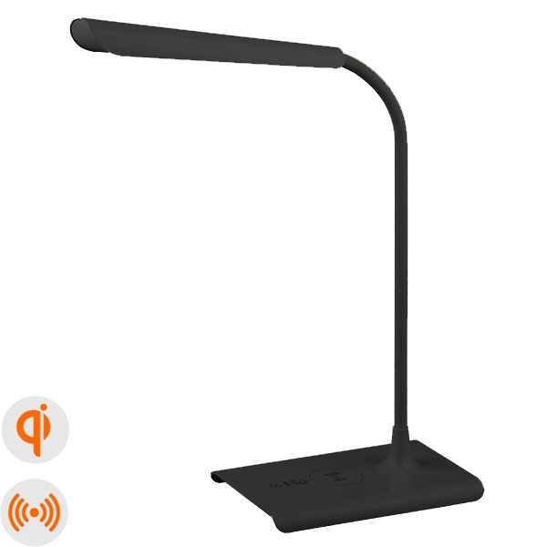 Светильник светодиодный настольный ЭРА NLED-474-10W-BK черный, USB и беспроводная зарядка устройств