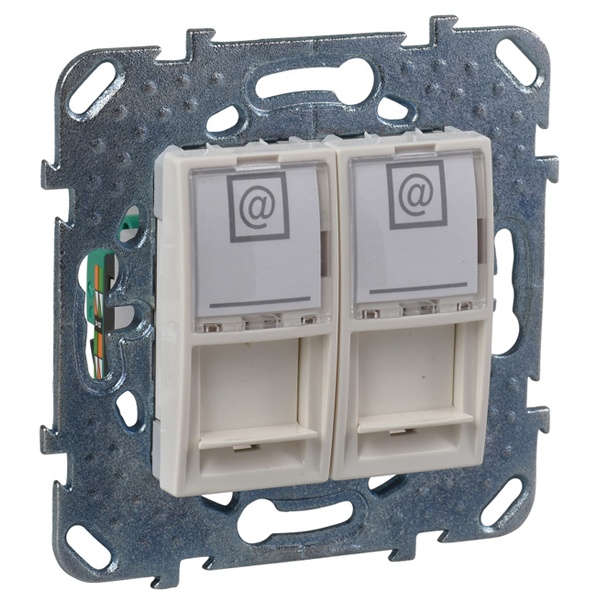 Розетка компьютерная 2хRJ 45 кат. 6 с полем для надписи SE Unica, бежевый