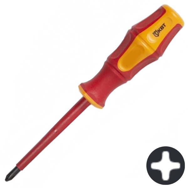 Отвертка КВТ диэлектрическая крестовая PH1 80мм Профи VDE 1000В