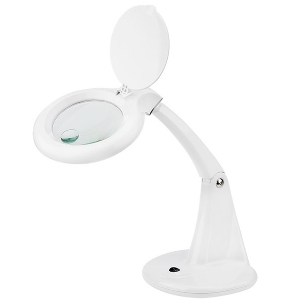 Лупа настольная Rexant 3D+12D с подсветкой 60 LED, белая