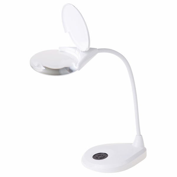 Лупа настольная Rexant 3D с подсветкой 3 LED, сенсорная регулировка яркости, EXPERT, белая