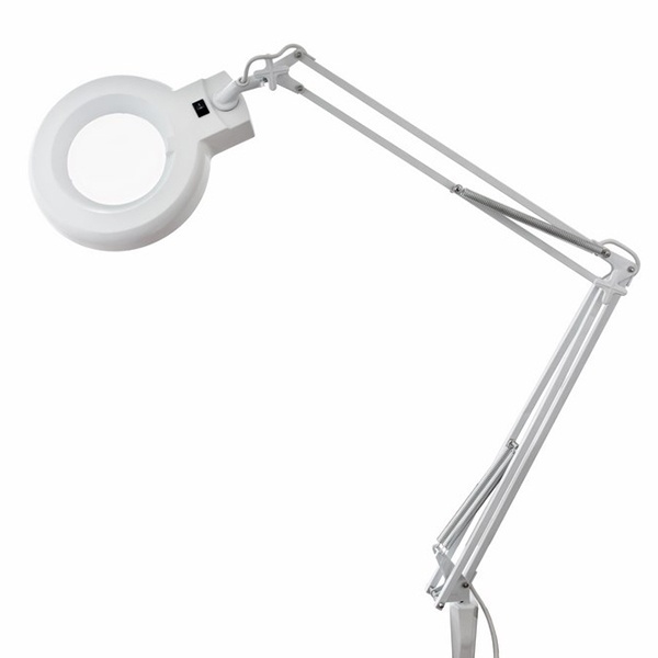 Лупа на струбцине Rexant круглая 8D с подсветкой белая