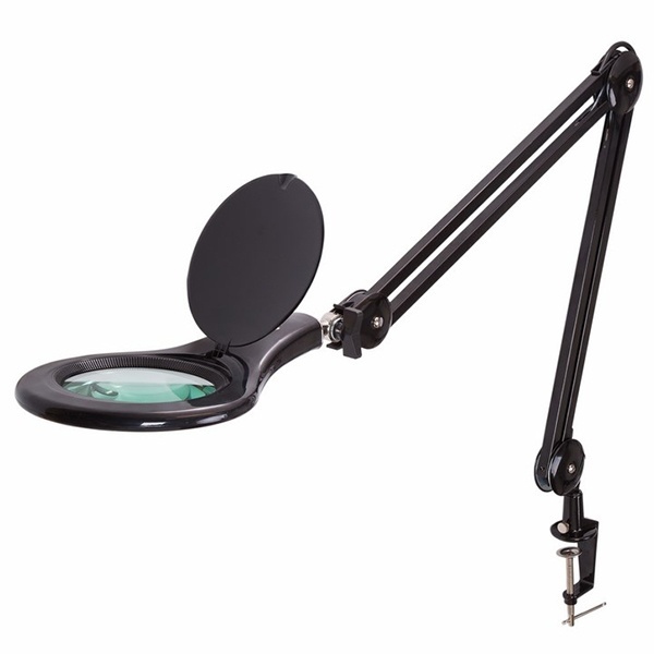 Лупа на струбцине Rexant круглая 5D с подсветкой 56 SMD LED, черная