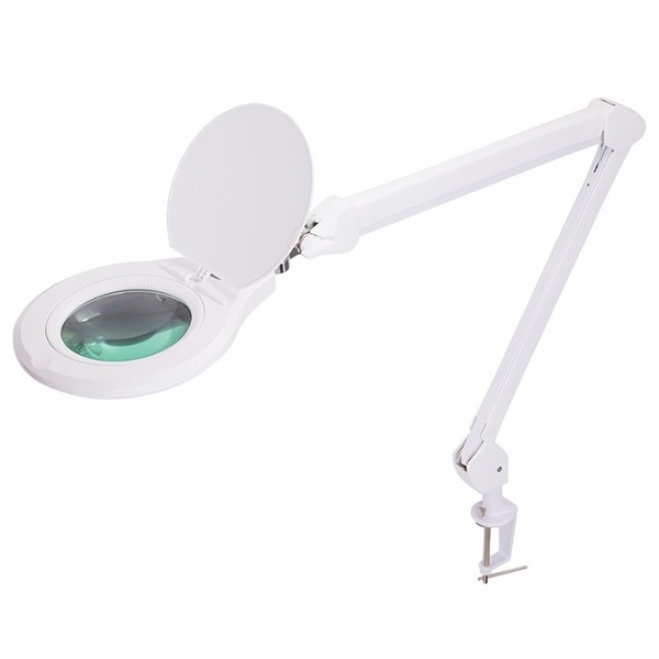 Лупа на струбцине Rexant круглая 5D с подсветкой 60 LED, регулятор яркости, белая