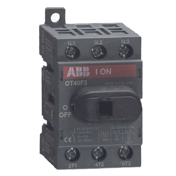 Рубильник OT40F3 до 40А 3х полюсный для установки на DIN-рейку или плату (с резервной ручкой) (выключатель нагрузки)