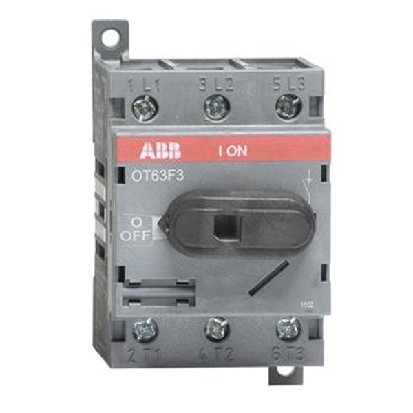 Рубильник OT63F3 до 63А 3х полюсный для установки на DIN-рейку или плату (с резервной ручкой) (выключатель нагрузки)