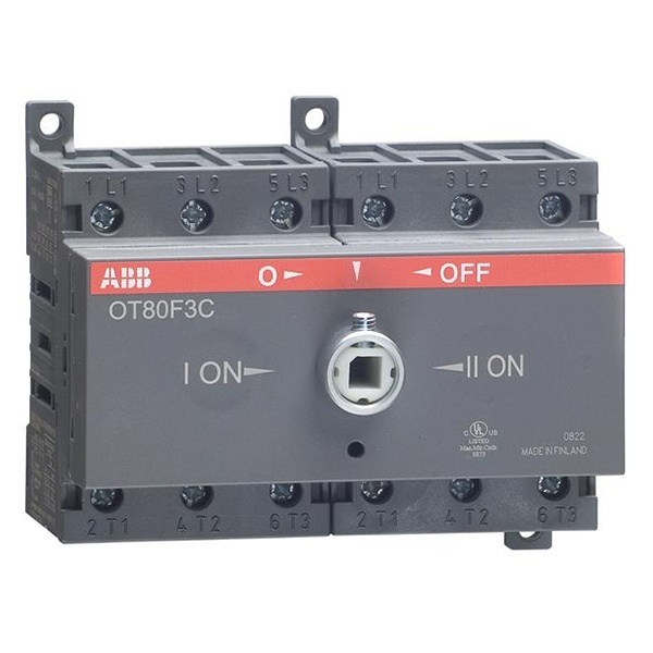 Реверсивный рубильник OT80F3C до 80A 3х полюсный для установки на DIN-рейку или плату (без ручки) (выключатель нагрузки)