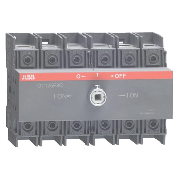 Реверсивный рубильник OT125F3C до 125A 3х полюсный для установки на DIN-рейку или плату (без ручки) (выключатель нагрузки)