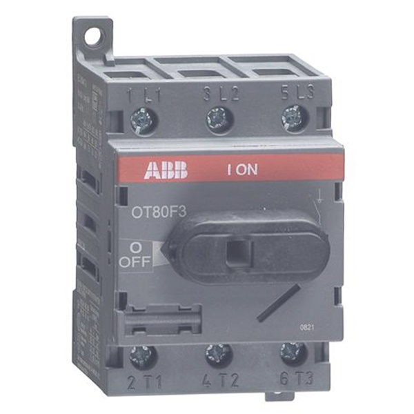 Рубильник OT80F3 до 80А 3х полюсный для установки на DIN-рейку или плату (с резервной ручкой) (выключатель нагрузки)