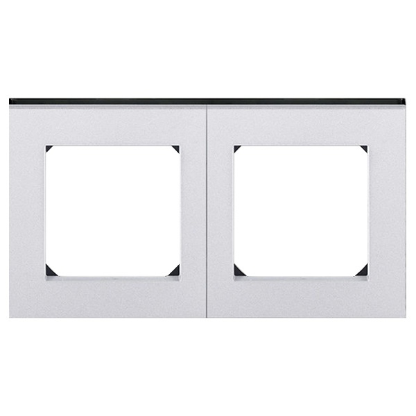 Рамка ABB Levit 2 поста серебро / дымчатый черный