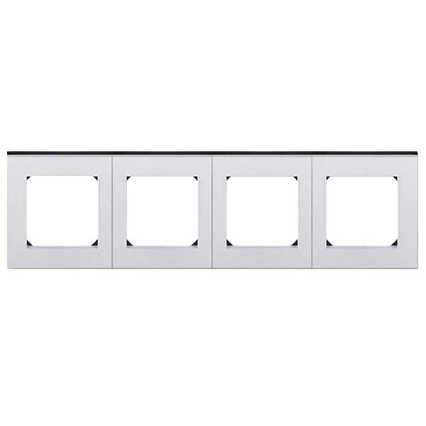 Рамка ABB Levit 4 поста серебро / дымчатый черный