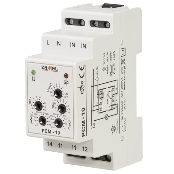 Реле времени Zamel многофункциональное 2 диапазона времени 16А IP20