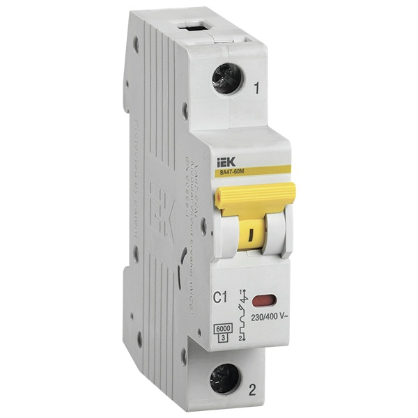Автоматический выключатель ИЭК ВА 47-60M 1Р 6А 6кА характеристика С (автомат электрический)