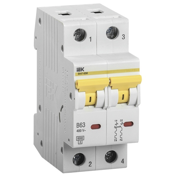 Автоматический выключатель ИЭК ВА 47-60M 2Р 10А 6 кА характеристика С (автомат электрический)