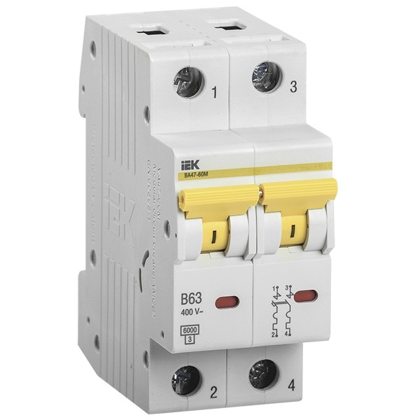 Автоматический выключатель ИЭК ВА 47-60M 2Р 25А 6 кА характеристика С (автомат электрический)