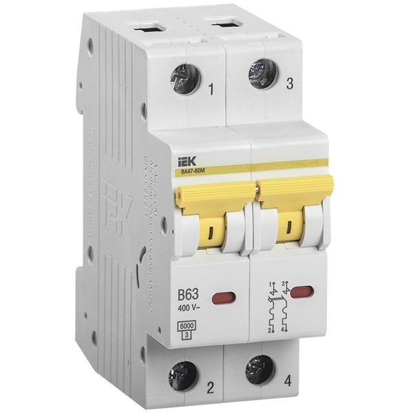 Автоматический выключатель ИЭК ВА 47-60M 2Р 40А 6 кА характеристика С (автомат электрический)