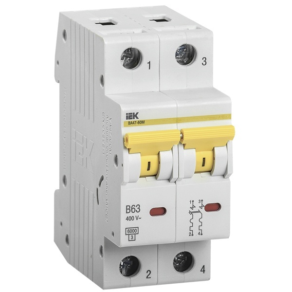 Автоматический выключатель ИЭК ВА 47-60M 2Р 50А 6 кА характеристика С (автомат электрический)