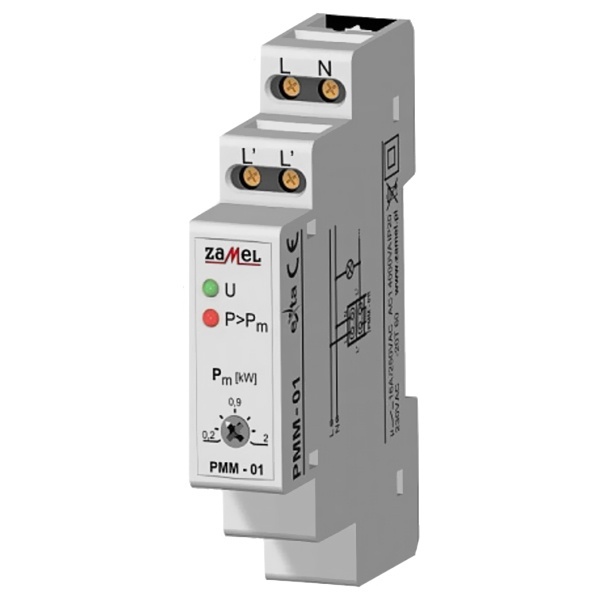 Ограничитель мощности Zamel 16А 0,2-2кВт IP20