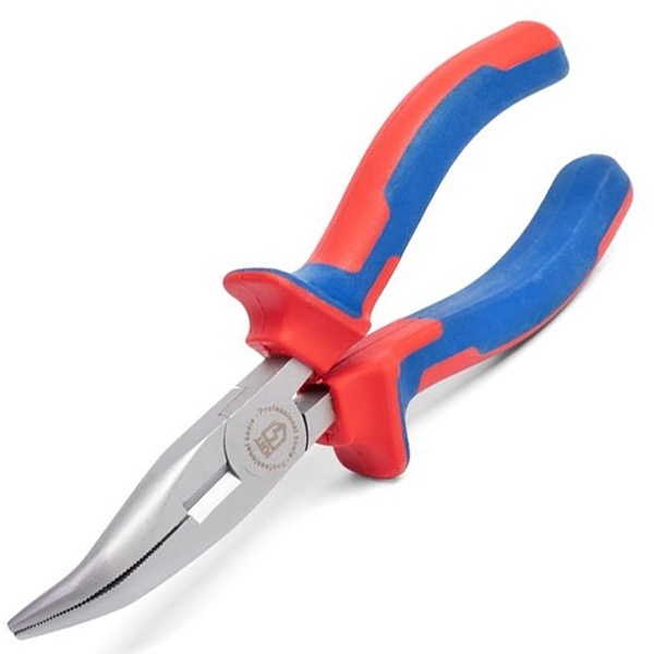 Длинногубцы КВТ изогнутые Мастер 160мм с двухкомпонентными рукоятками