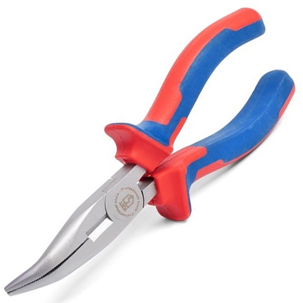 Длинногубцы КВТ изогнутые Мастер 200мм с двухкомпонентными рукоятками