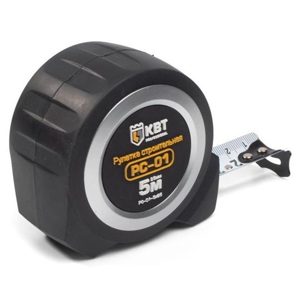 Рулетка строительная КВТ 5 метров РС-01-5х25 механическая фиксация ленты