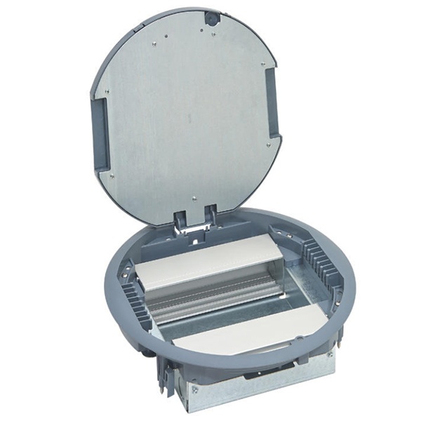 Напольная коробка Legrand круглая с вертикальным размещением суппортов с регулировкой пластик 12м