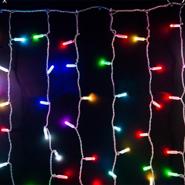 Гирлянда светодиодная Дождь 2х1,5м прозрачный провод 230V RGB 300LED свечение с динамикой