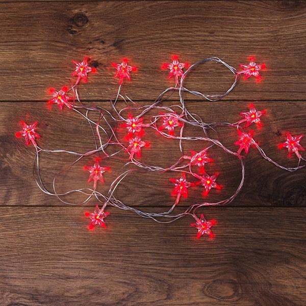 Гирлянда светодиодная Звездочки 20 LED КРАСНЫЕ 2,8 метра 230V IP20