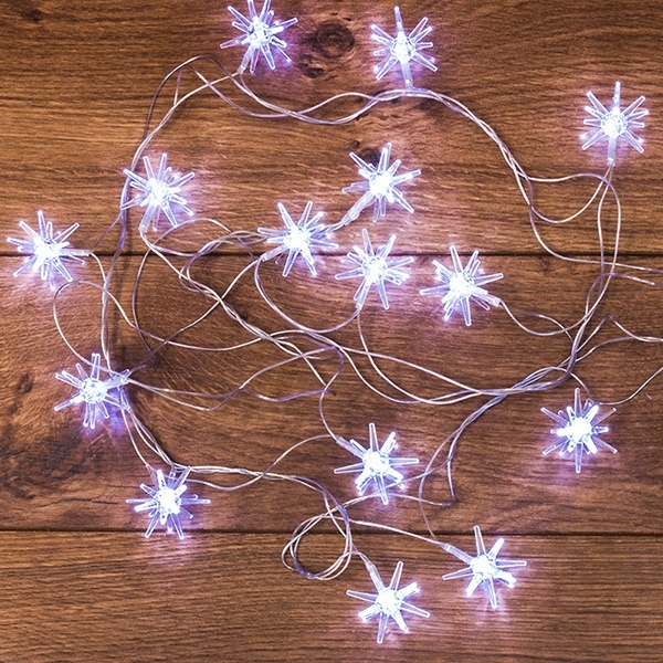 Гирлянда светодиодная Снежинки 20 LED белые 2,8 метра 230V IP20