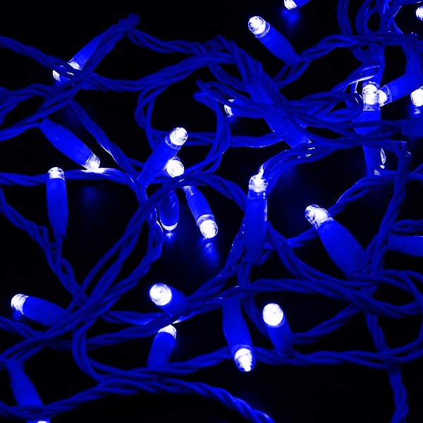 Гирлянда Нить 10м, постоянное свечение, белый ПВХ, 230В, цвет: синий