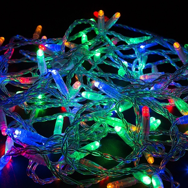Гирлянда Нить 10м, постоянное свечение, прозрачный ПВХ, 230В, цвет: мультиколор